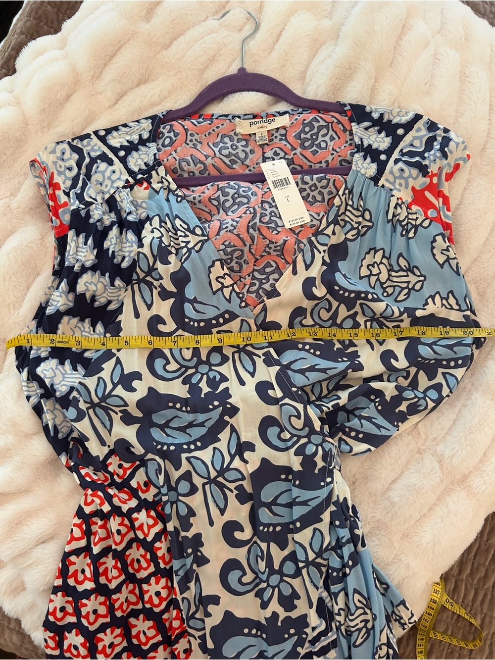 Anthropologie Porridge Sleeveless Patchwork Wrap Midi Dress in Blue and Red - Picture 5 of 5